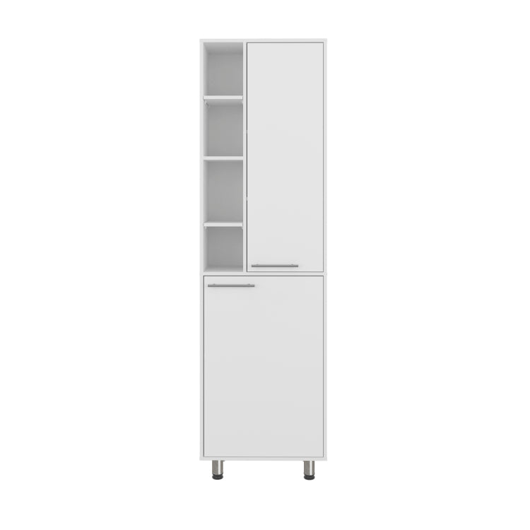 Florence Kitchen Pantry, Multiple Open And Closed Shelves, Modern Design, White