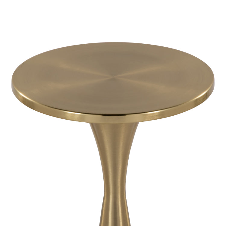 22" Contemporary Metal Side Table In Modern Brass