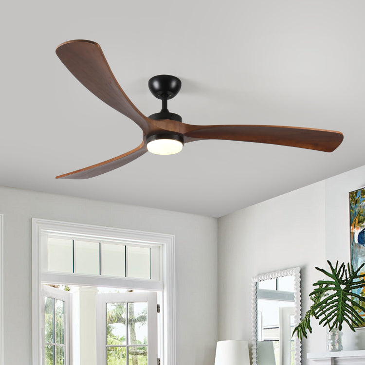 72 Inch Solid Wood With Lights And Remote Control Indoor Outdoor 3 Wooden Blades Modern For Porch Living Room Bedroom