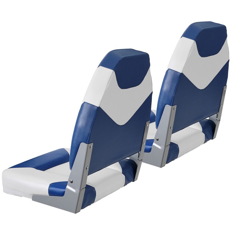 Boat Seats, 21.85" High Back Boat Seat, Folding Boat Chair With Thickened Sponge Padding And Hinge, Fold Down Boat Captain Chairs For Fishing Boat, Sightseeing Boat, Speedboat, Canoe, 2 Pack