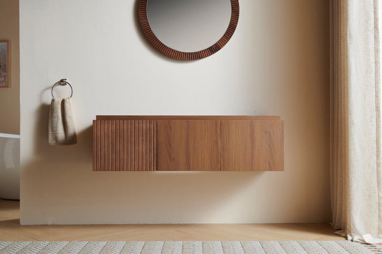 48" Muri Brown Oak Woodgrain Plywood Cabinet With Double Doors And One Drawer, No Basin And Top, No Faucet And Sink Cover