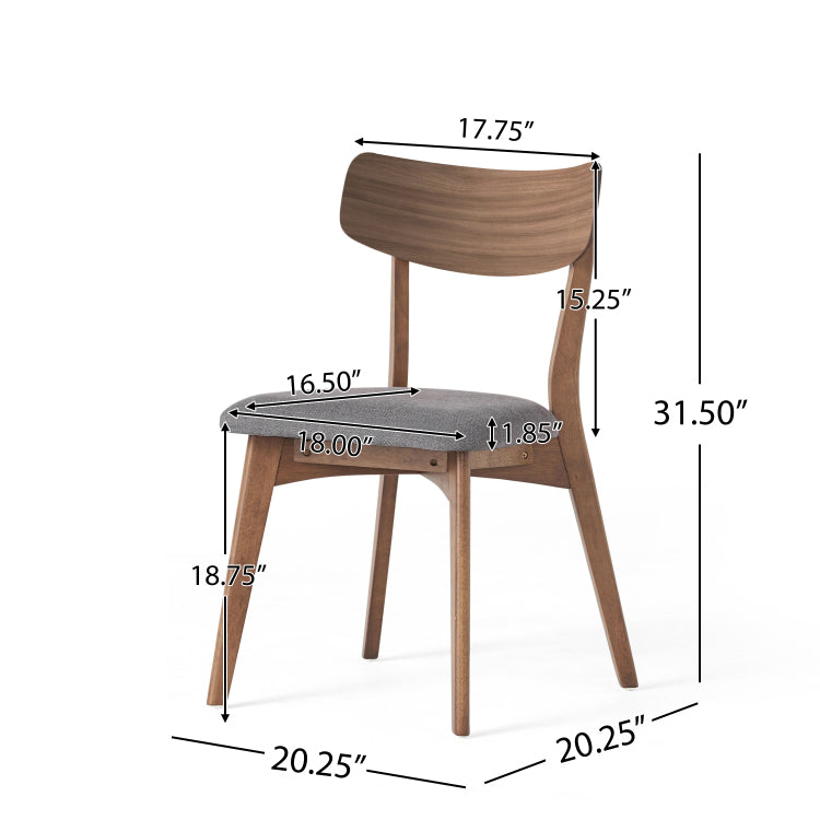 5 Pieces Upholstered Dining Set With Rubberwood Frame, Grey Walnut Black