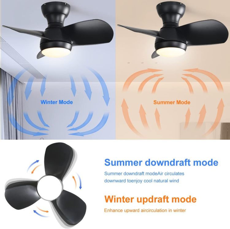 23 Inch Bedroom With 3 Abs Blades Remote Control Dc Motor Black With 18W Led Light
