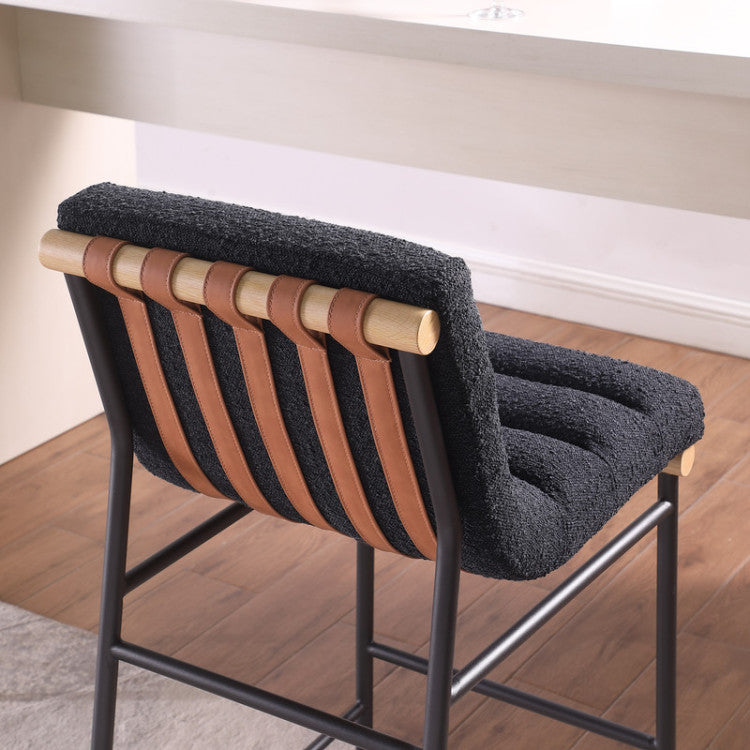 Liana 17.75"W Black Boucle Fabric Counter Height Chair