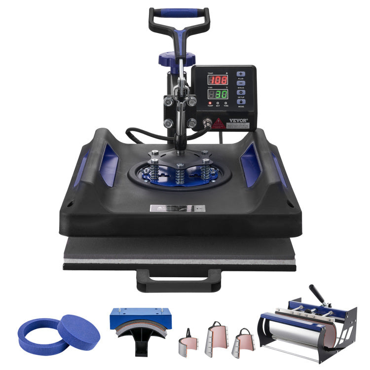 8 In 1 Heat Press Machine 15X15 In 30Oz Tumbler Press T Shirts Black Blue