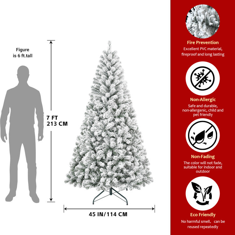 4Ft Flocked Christmas Tree Snowy Pvc Artificial Holiday Tree With 233 Tips, Compact Full Shape, Sturdy Metal Stand, Christmas Tree For Home, Office, Or Apartment Decoration
