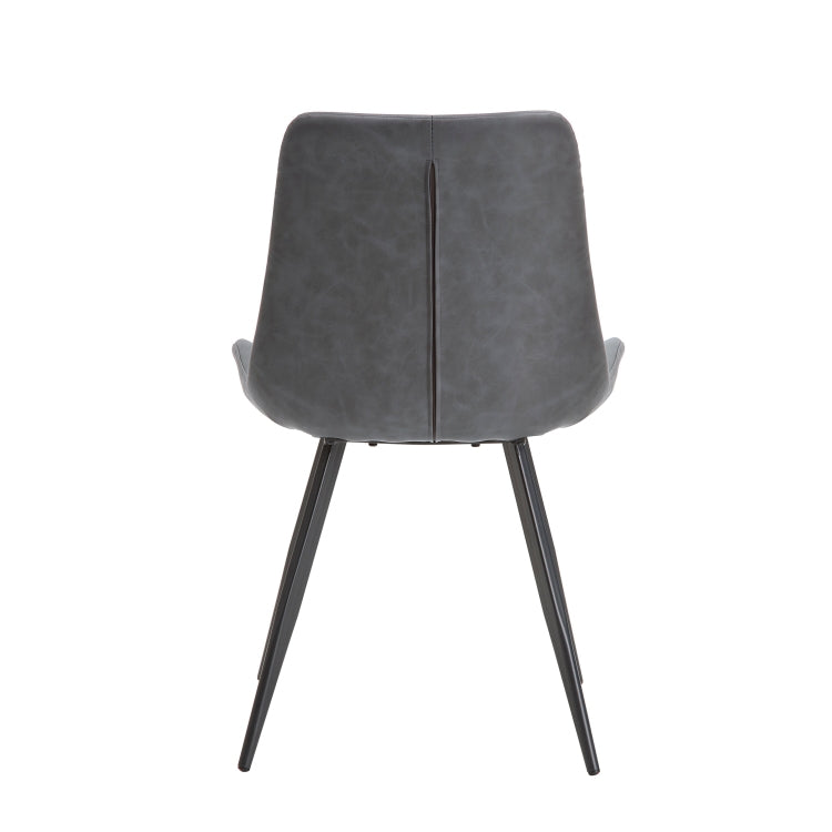 Modern Design Dining Chairs 2Pc Set Gray Faux Leather Upholstery Black Metal Legs Kitchen Dining Furniture