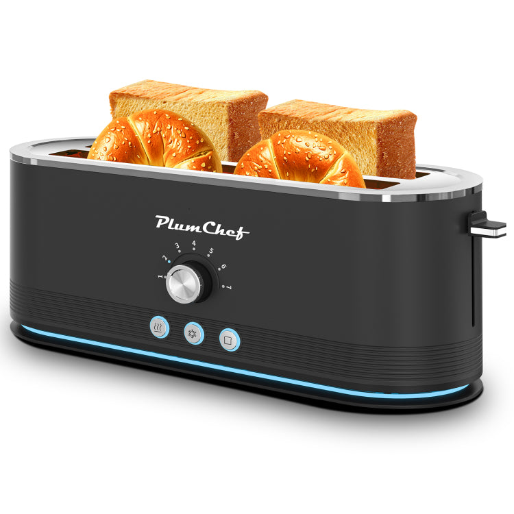 4 Slice Toaster, 7 Browning Settings, Defrost Reheat Functions, Full Body Stainless Steel Housing 1400W ,Anti Fingerprint & Anti Jam Black
