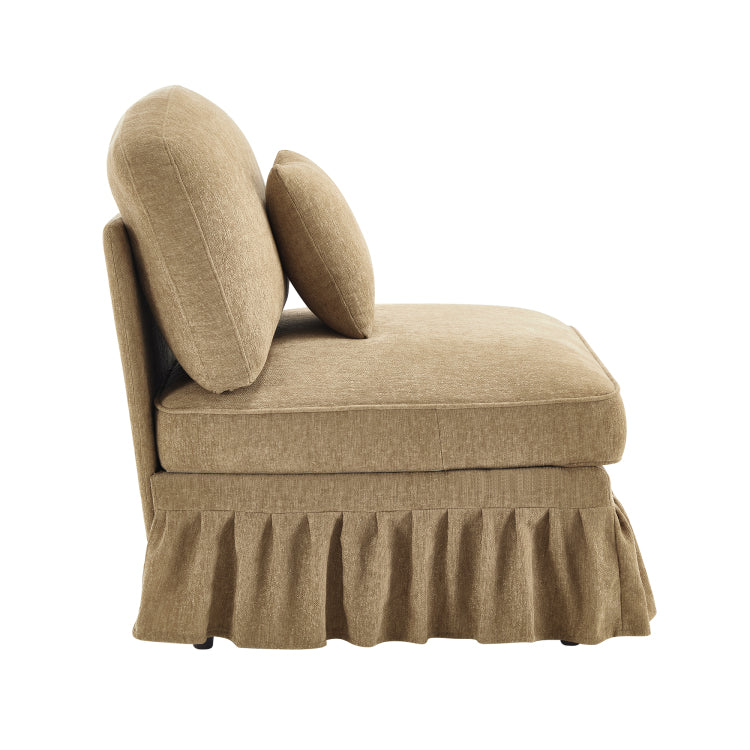 Armless Sofa Chenille W 1 Pillow Light Coffee