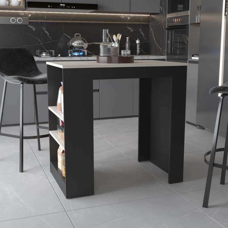 Kitchen Island With Storage Base In Wenge And Ibiza Marble
