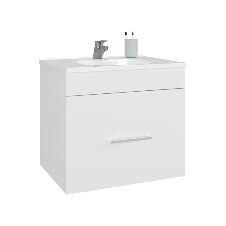 Bathroom Vanity With Sink, 1 Drawer, White