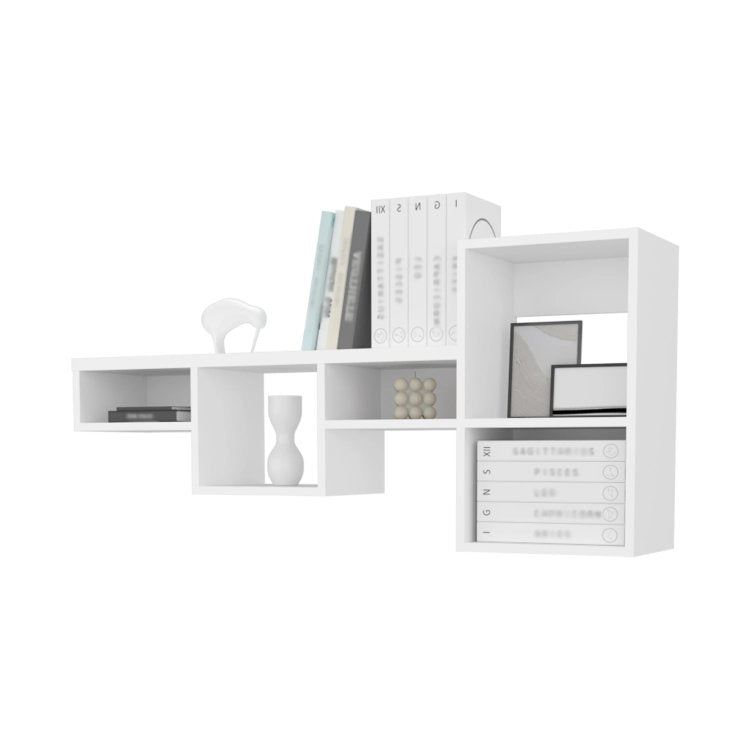 White Wall Mounted Shelf Unit With 5 Shelf