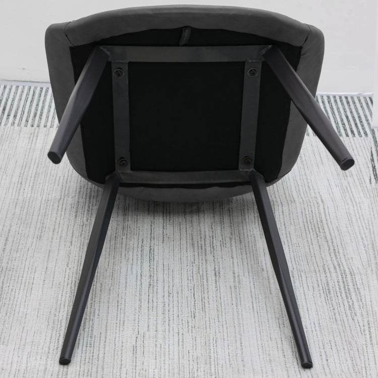 Grey Pu Leather Dining Chair With Metal Legs, Modern Upholstered Chair Set Of 4 For Kitchen, Restaurant, Living, Meeting Room