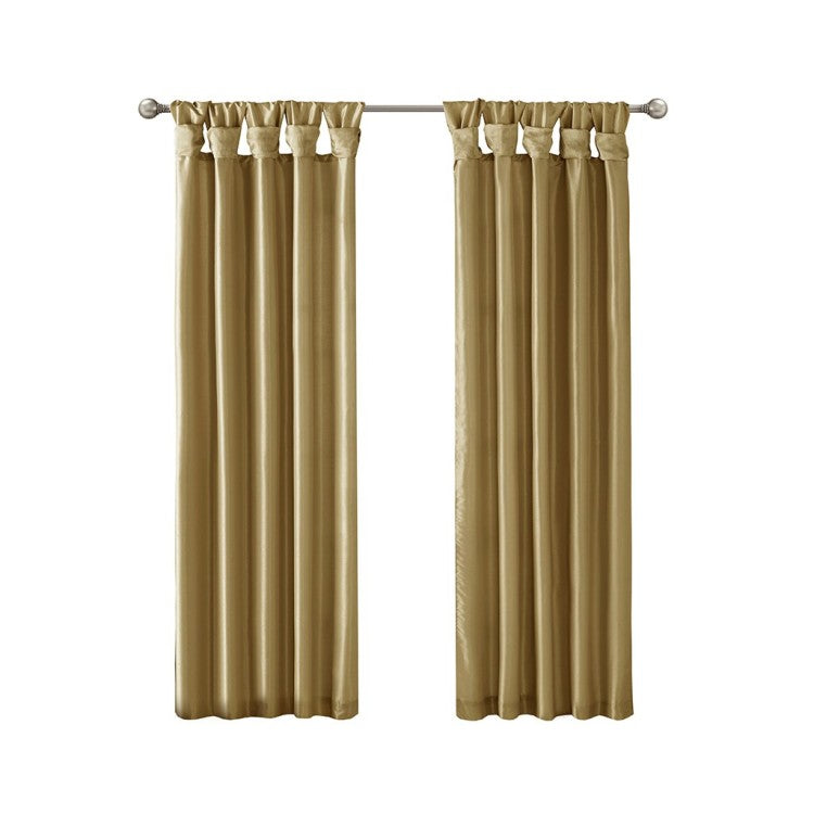 Twist Tab Lined Window Curtain Panel Bronze 50X84"