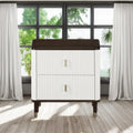 Modern Design White And Brown Finish 2 Drawers Nightstand With Usb Port Durable Wooden Bedroom Furniture 1Pc