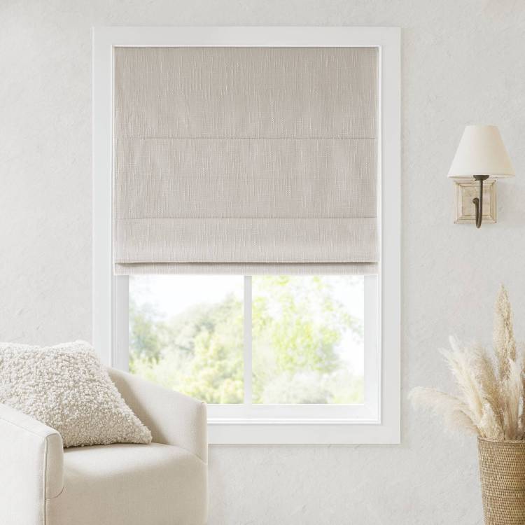 1 Pcs 27X64" Total Blackout Cordless Roman Shade Linen