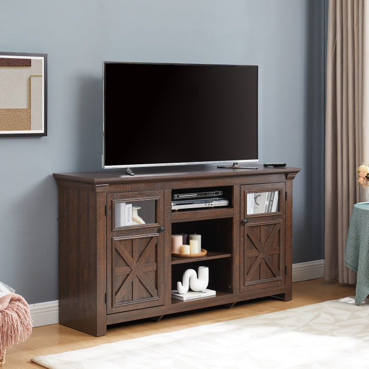 2 Doors Cabinet Farmhouse Cabinet, Farmhouse Tv Stand Barn Design,Modern Farmhouse Tv Media Stand, Large Barn Inspired Home Entertainment Console,Espresso, 60.23"W*15.35"D*31.7"H