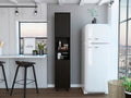 Hobart Pantry, Four Legs, Three Interior Shelves, Two Shelves, Two Cabinets Black