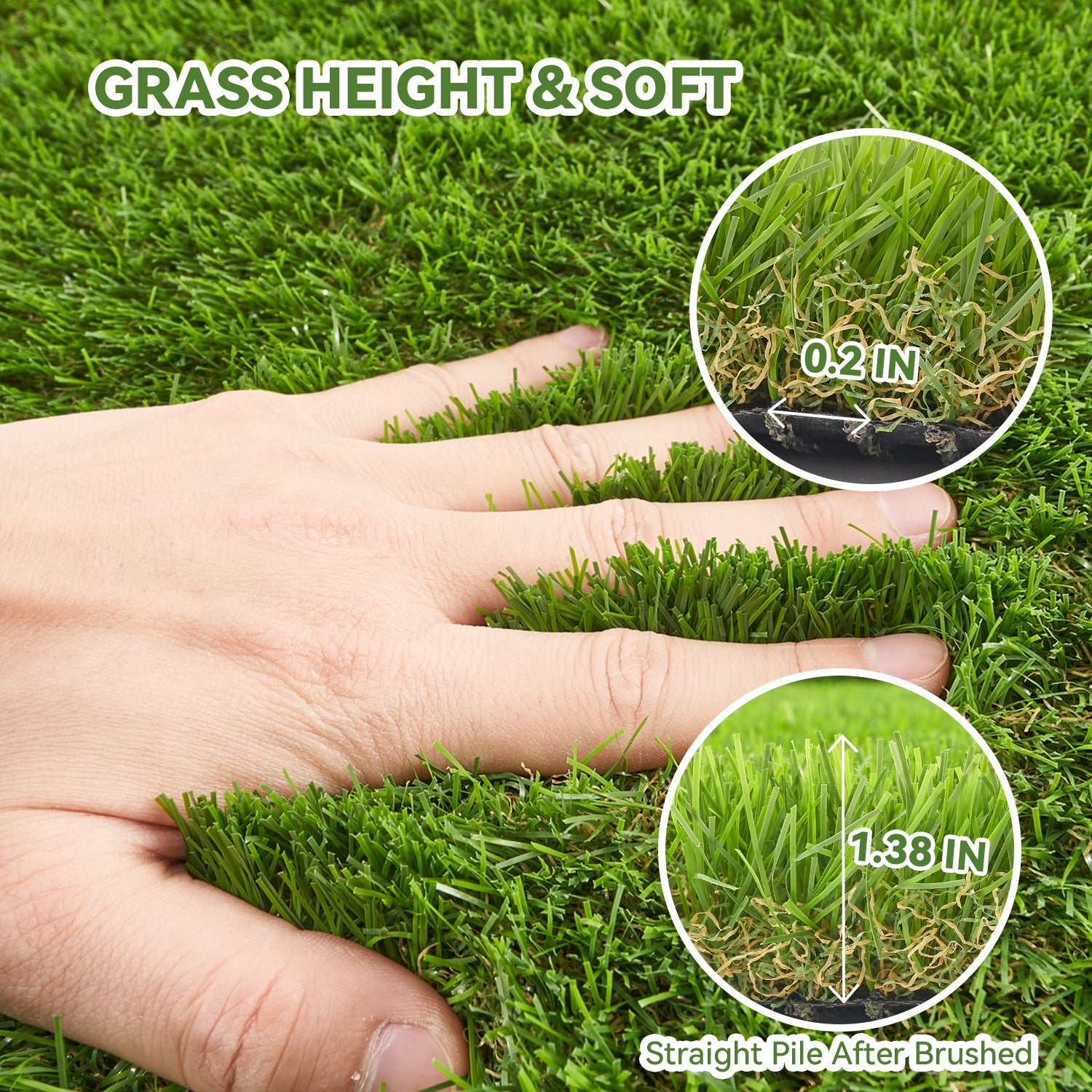 Grass Turf Outdoor Indoor, 7 Ft X 15 Ft Fake Grass, 1.38 Inch Outdoor Rug For Patio, Realistic Faux Grass Rug With Drain Holes