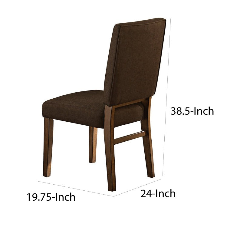 Wood & Fabric Dining Side Chair With Comfortable Padding, Set Of 2