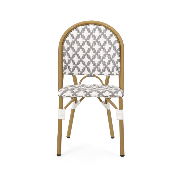Outdoor PE Rattan and Aluminum French Bistro Chairs, no - white+gray - rust resistant frame - garden &