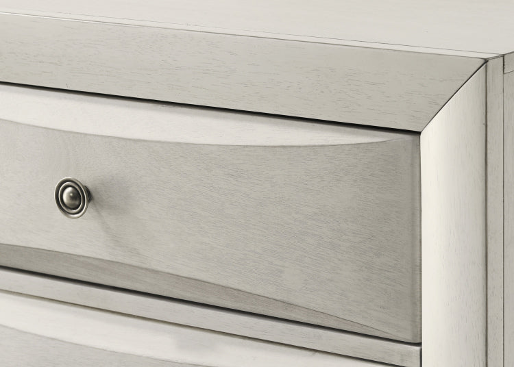 1Pc Contemporary Neutral White Finish Curved Drawer Fronts Storage Drawers Nightstand Wooden