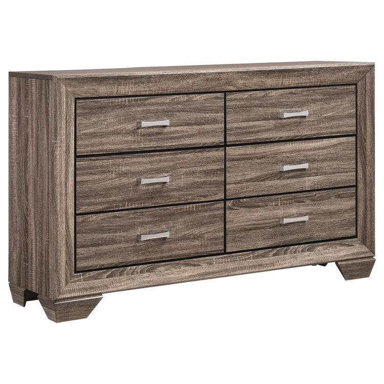 Harrison Washed Taupe 6 Drawer Dresser