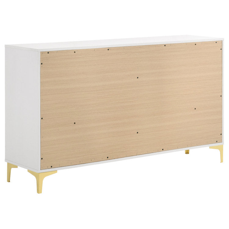 Karena White Rectangular 6 Drawer Dresser