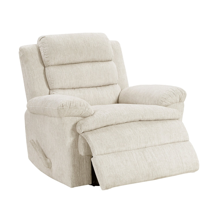 Glider Swivel Recliner Chair Beige Microfiber Upholstery Plywood Frame Durable Plush Comfort Living Room Furniture 1Pc