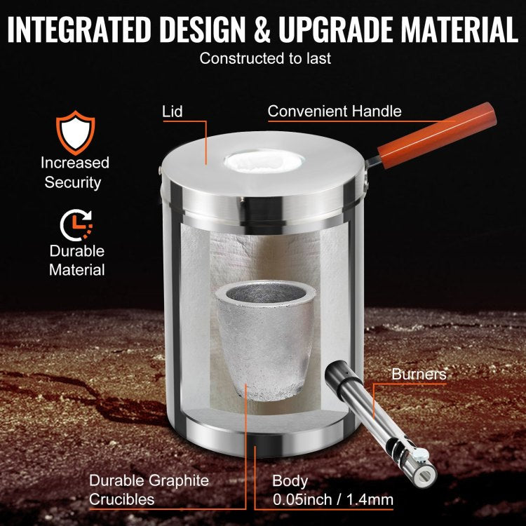 6Kg Propane Melting Furnace Kit Melting Furnace Stainless Steel 2700