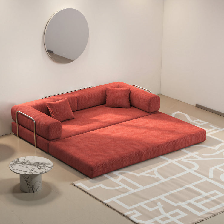 78.8Inch Modular Sectional Sofa, Convertible Pudding Block Sofa, Floor Standing Sofa Bed Arm Comfort Sofa Bed, Compression Sofa For Living Room And Bedroom Orange