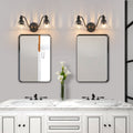 20 Inch 2 Light Vintage Bathroom Wall Sconce Elegant Black Metal And Glass Lampshade Vanity Light Fixture For Bathroom, Hallway, Or Bedroom Bulb Not Included