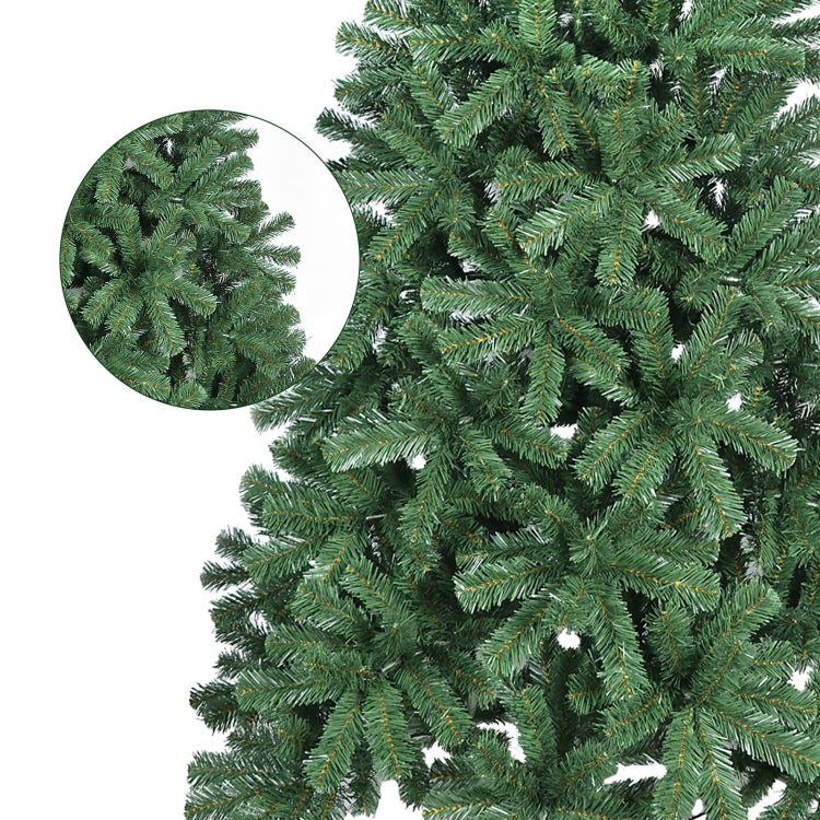 8Ft Artificial Christmas Tree With 1136 Pvc Tips, Hinged Structure & Metal Stand Full Green Holiday Tree For Office, Apartment, Or Party Decoration