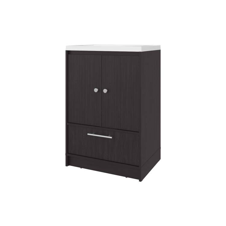 Wengue 2 Door Freestanding Bathroom Vanity With Sink And Bottom Drawer