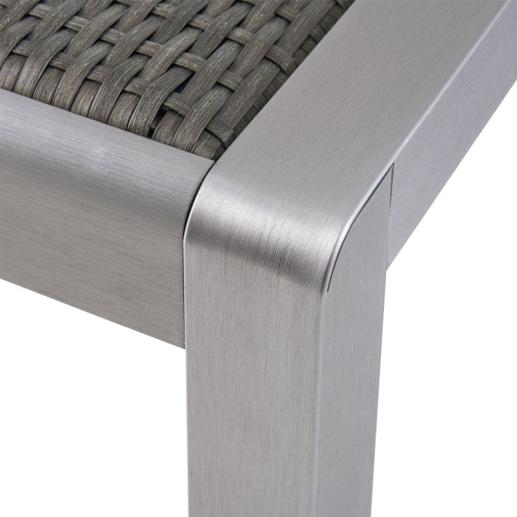 Outdoor Dining Table Anodized Aluminum Wicker Table Top Square Silver And Gray 35"
