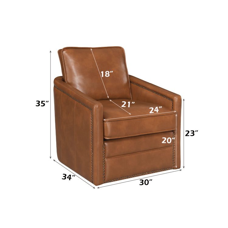 Rocha Brown Leather Aire Swivel Chair W Glider