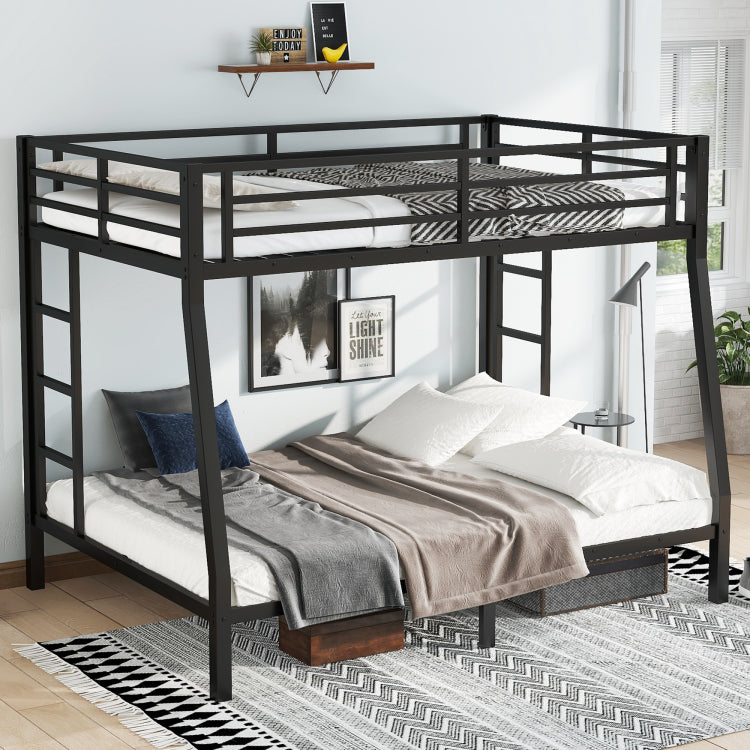Metal Full Xl Over Queen Bunk Bed For Teens And Adults,Space Saving Noise Reduced No Box Spring Needed