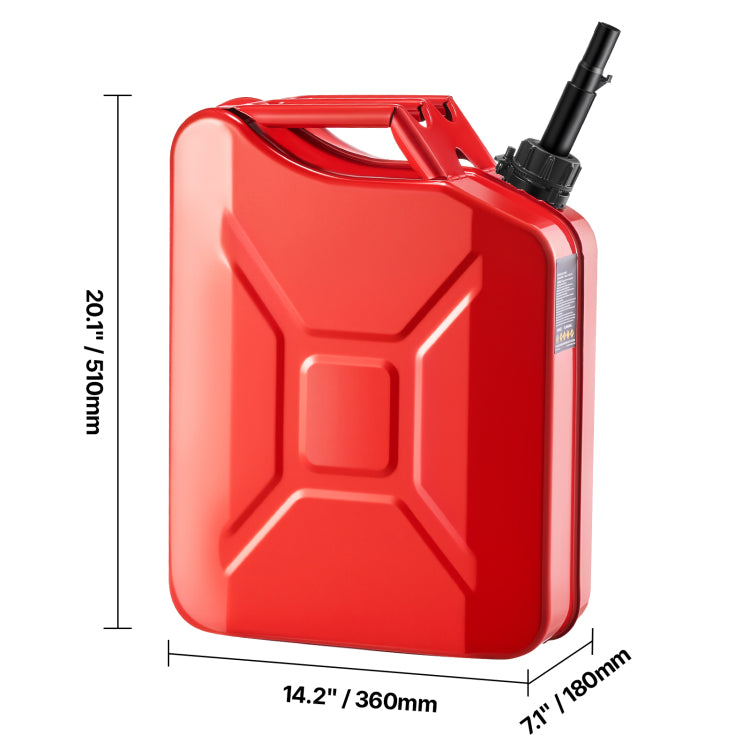 Metal Fuel Container, 5.3 Gallon, Fuel Jerry Can With Spout And Comfort Handle, 6 L Min Max Flow Rate, Leakproof & Corrosion Resistant Metal Gas Tank Most Cars Motorcycle Atv Utv, Red