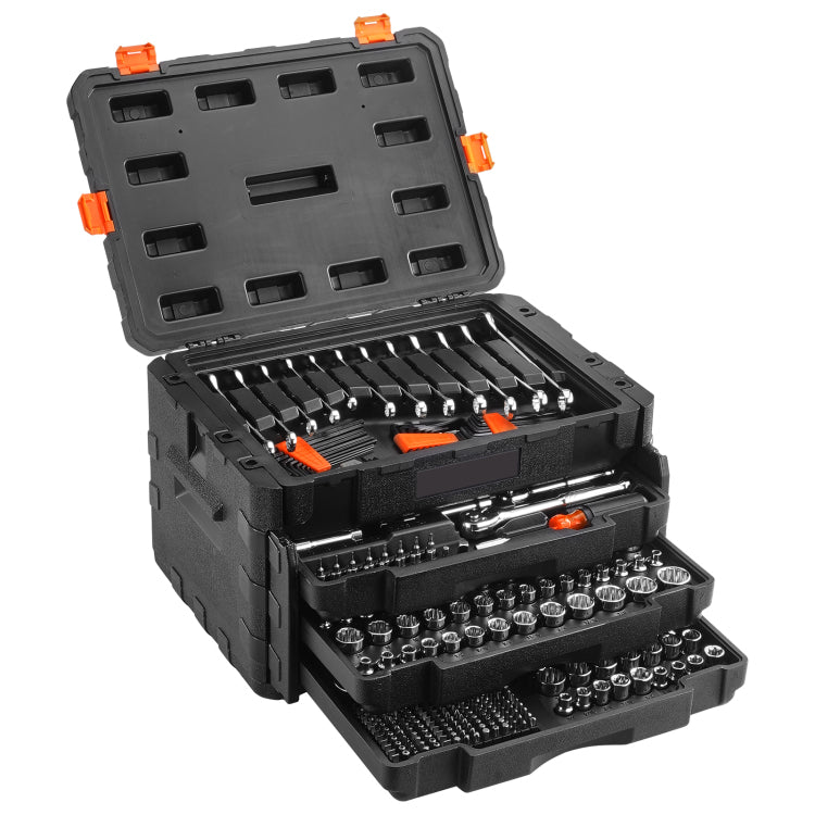 Mechanics Tool Set And Socket Set, 1 4" 3 8" 1 2" Drive Deep And Standard Sockets, 450 Pcs Sae And Metric Mechanic Tool Kit With Bits, Hex Wrenches, Combination Wrench, Accessories, Storage Case