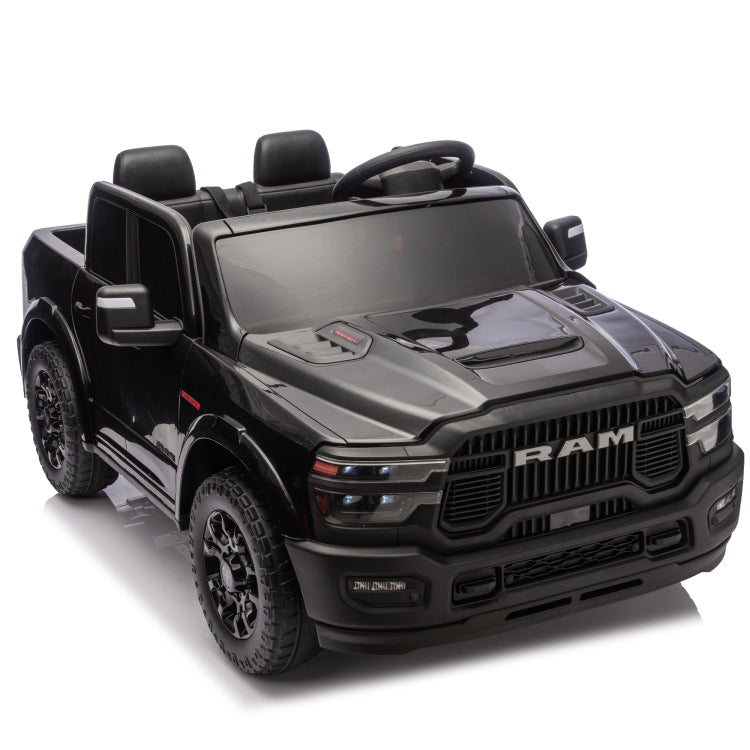 24V 160W Officially Licensed Dodge Ram 2500 Design 2 Seater Kids Ride On Truck,W Remote Control,W 2Wd&4 Wheel Suspension,Storage Space&High Door Design,Built In Music&Bluetooth,Usb Mp3 Port For 3 6