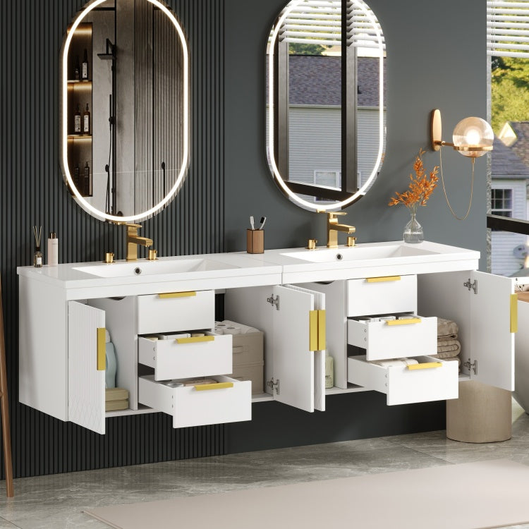 72'' Wall Mounted Bathroom Vanity, Floating Bathroom Storage Cabinet With Drawers, Solid Wood Bathroom Cabinet Same As N710S236003K
