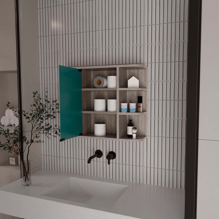 Roseburg 6 Shelf Medicine Cabinet With Mirorr Light Grey