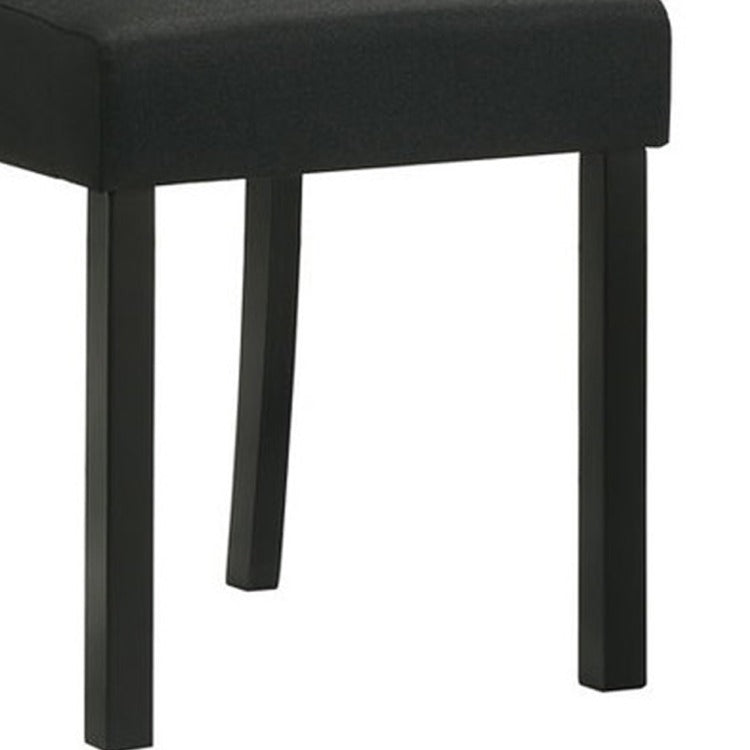 Syon Dining Chair Set Of 4, Black Wood Frame, Fabric Seat And Backrest