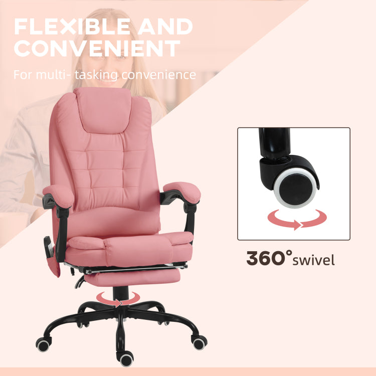 7 Point Vibrating Massage Office Chair High Back Massaging Office Desk Chair , Pink