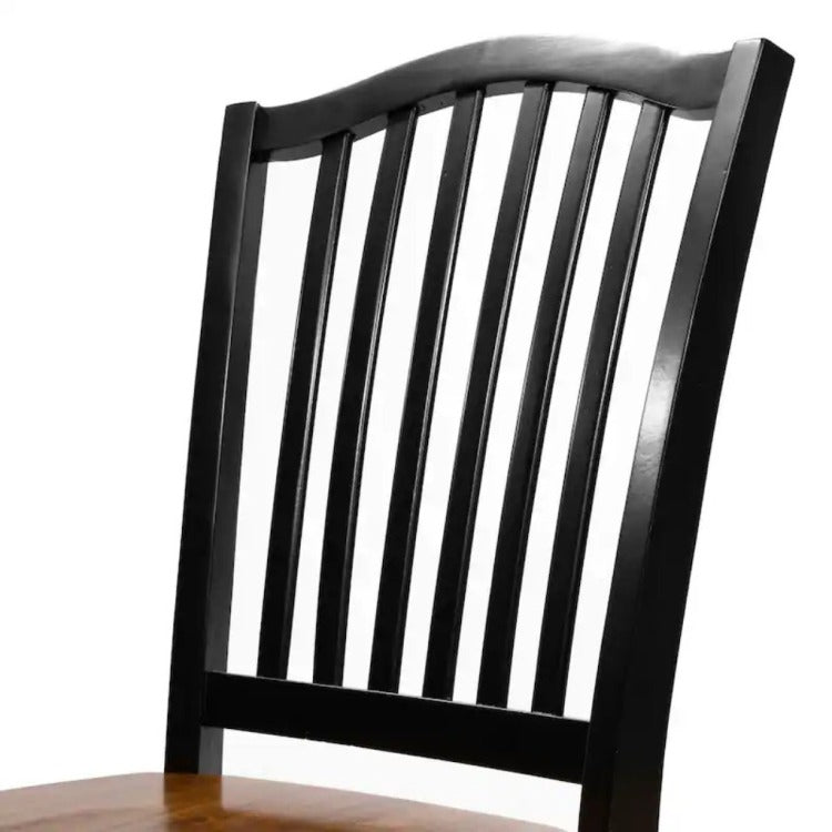Transitional Style 2Pc Side Chair Turned Leg Design Black And Antique Oak Finish Dining Room