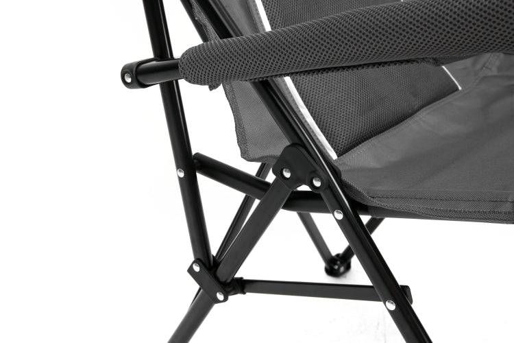 High Back Heavy Duty Lawn Chair Support 250Lbs, Portable Collapsible Chair With Cup Holder Grey