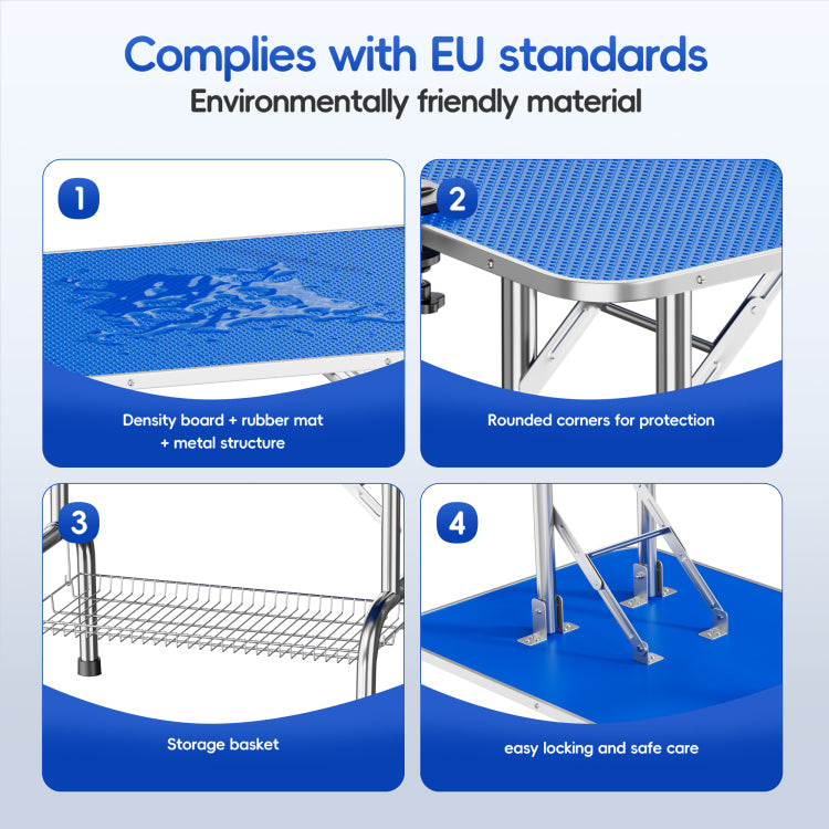 Large Grooming Table For Pet Dog And Cat With Adjustable Arm And Clamps Large Heavy Duty Animal Grooming Table, 46'' Blue