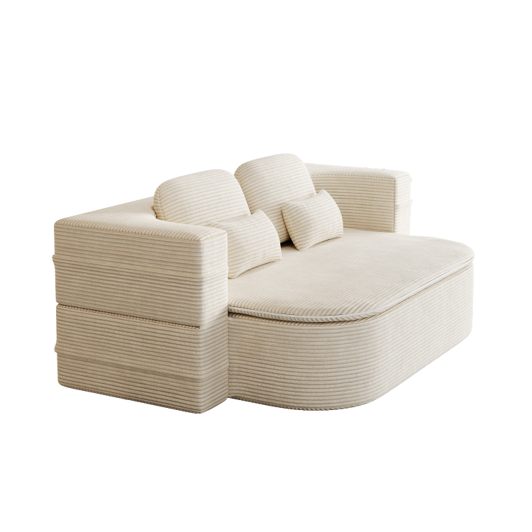75''2 In 1 Foldable Sofa,Convertible Sleeper Foam Sofa Bed With Multi Functional Blanket, Corduroy Floor Folding Sofa Bed, Floor Sofa Lounge Sofa For Living Room Bedroom Lounge Studio