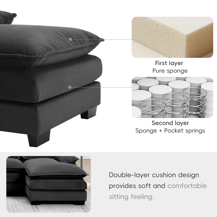 109.8*55.9" Modern U Shaped Sectional Sofa With Waist Pillows,6 Seat Upholstered Symmetrical Sofa Furniture,Sleeper Sofa Couch With Chaise Lounge For Living Room,Apartment,5 Color