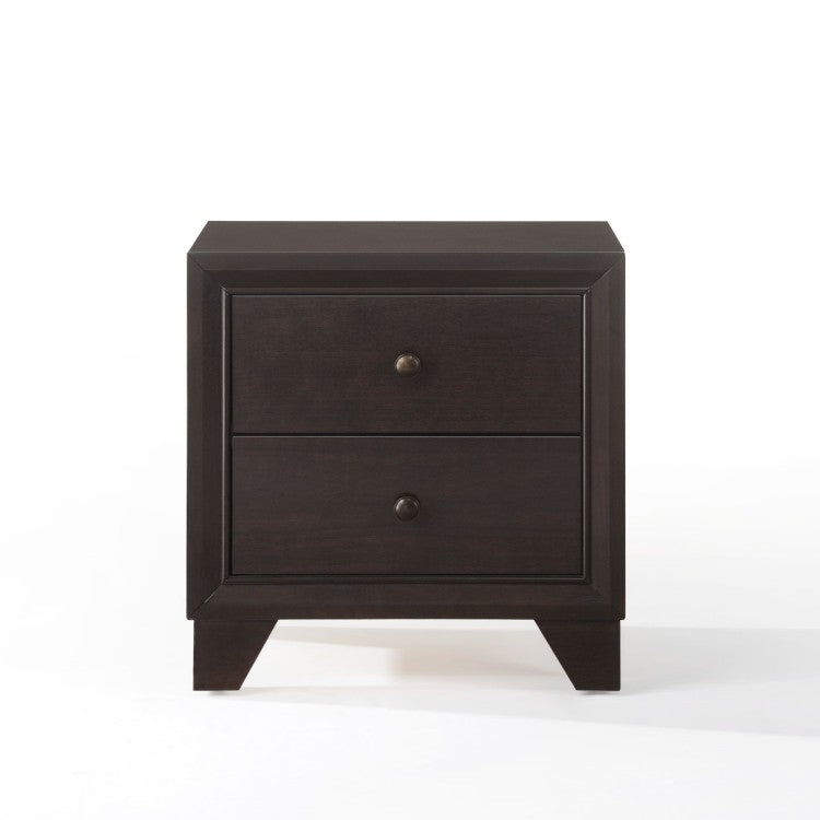 Espresso Finish 2 Drawers Nightstand Wooden Casual Bedroom Furniture 1Pc